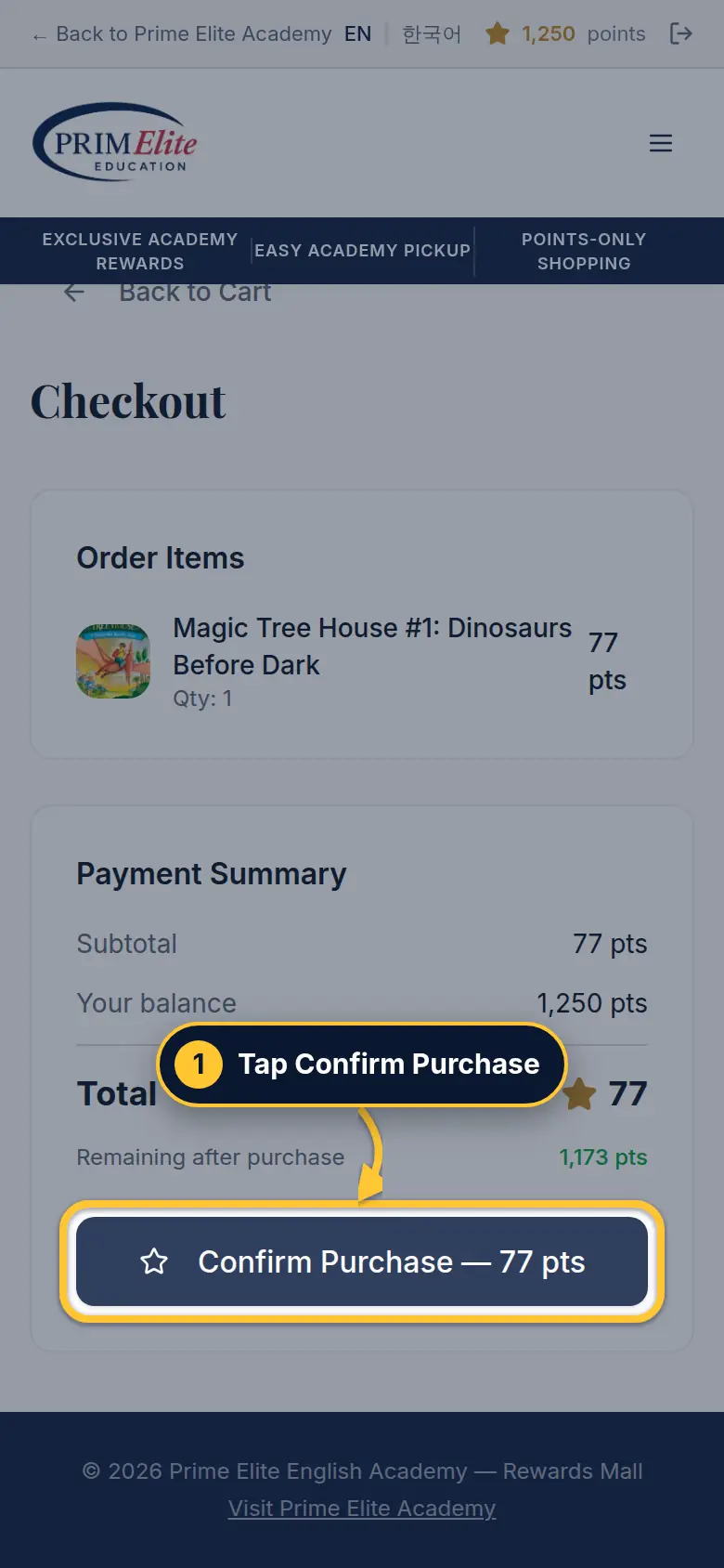 Confirm the order